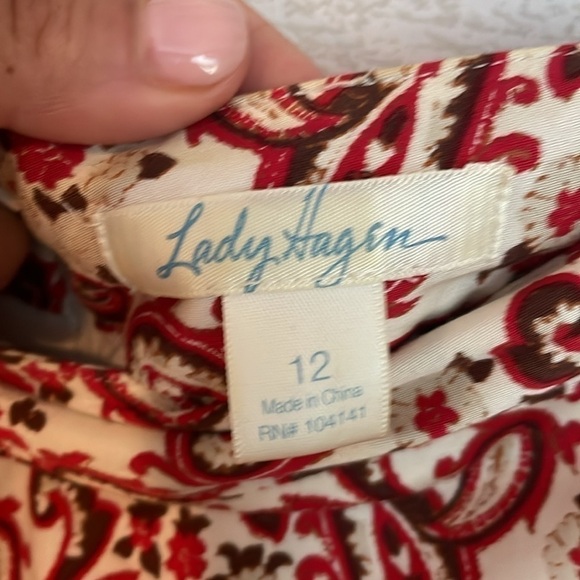 Lady Hagen Women's Cotton Red Paisley Golf Skort with Inner Shorts Size 12 - Picture 7 of 12